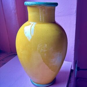 Moroccan bright yellow glazed vase